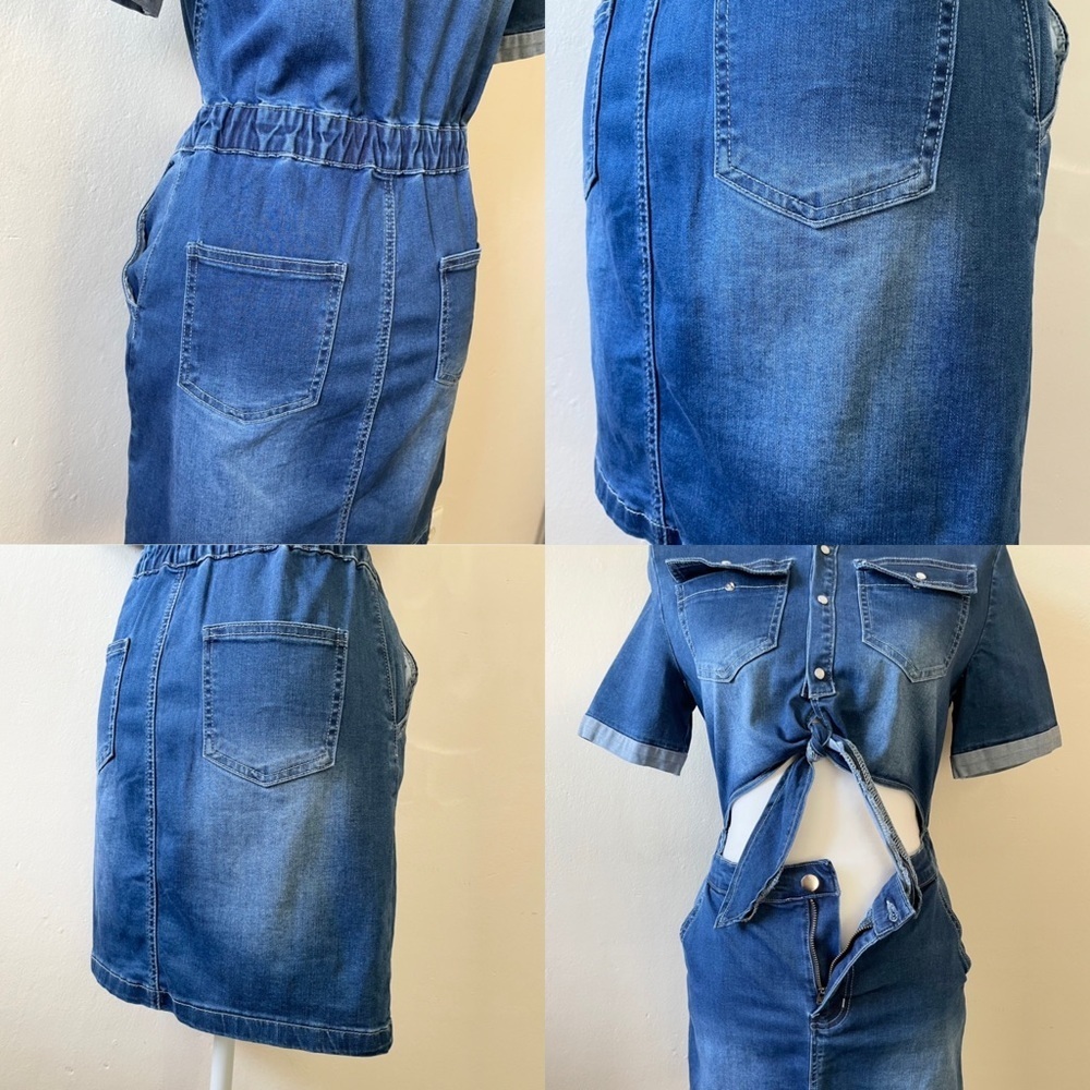 Windsor Blue Stretch Denim One-Piece Cut-Out Dress Women’s various sizes - Picture 15 of 16